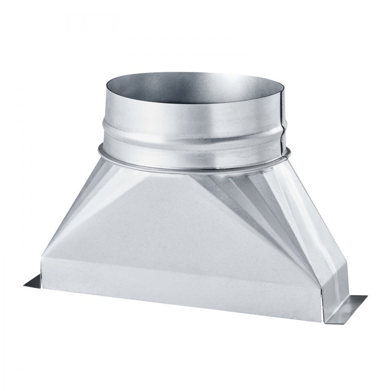 Gaine de conduit, gaine d'extrémité de conduit de 3 1/4 po x 10 x 6 po, outil de registre de plancher galvanisé transitionnel galvanisé pour ventilation centrale et système CVC, installation facile, argent (tuyau rond de 6 po)
