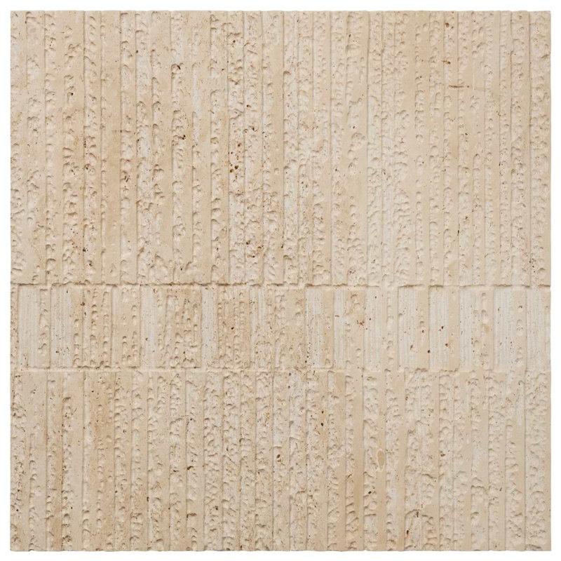 Stretto 16x16 Textured Honed Marble Wall Tile, Cream