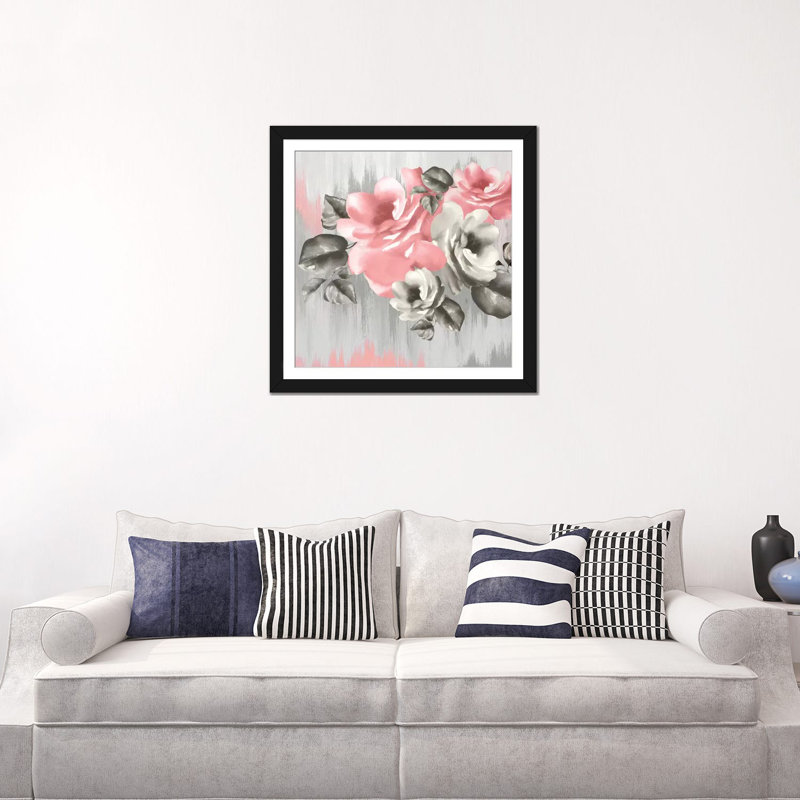 «Pink Potion» par Eva Watts - impression sur toile tendue, Papier d'art encadré noir, H 24 po x l 24 po x P 1 po, Blanc