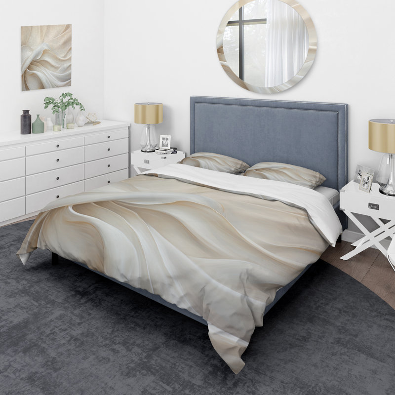 Tissu de soie blanc River - ensemble de housse de couette tendance - microfibre de polyester