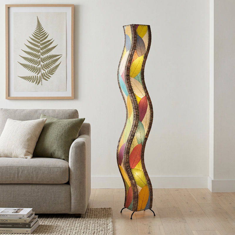 Gertie Column Floor Lamp, Green/Brown, 72"