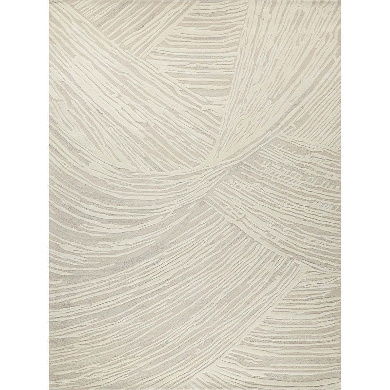 Entro hand-tufted New Zealand Wool Sage Green/Ivory Area Rug, Rectangle 12' x 15', Beige/Ivory