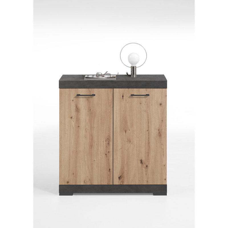 Charmayne Solid Wood 80cm W Chest of Drawers, Grey/Oak