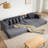 Oversize Cloud Couch L-Shape Sectional Sofa - Convertible Floor Sleeper Sofa Bed with 8 Pillows, No Assembly Required, 3-in-1 Right Facing Design, Ultra Soft Corduroy Upholstery (4 Seat Capacity)-645555237