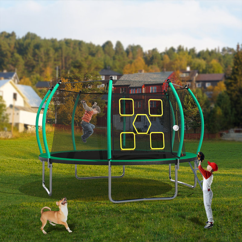Trampoline pour enfants_104X168X168, Noir/vert