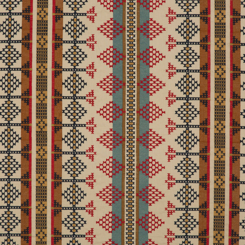 Bohemian Travels Saddle Blanket Performance Fabric, Indigo/Red