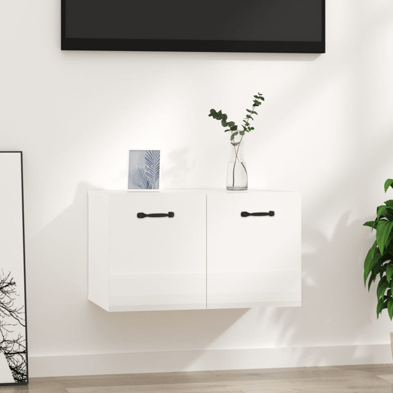 Floating Cabinet Engineered Wood Medium, High Gloss White