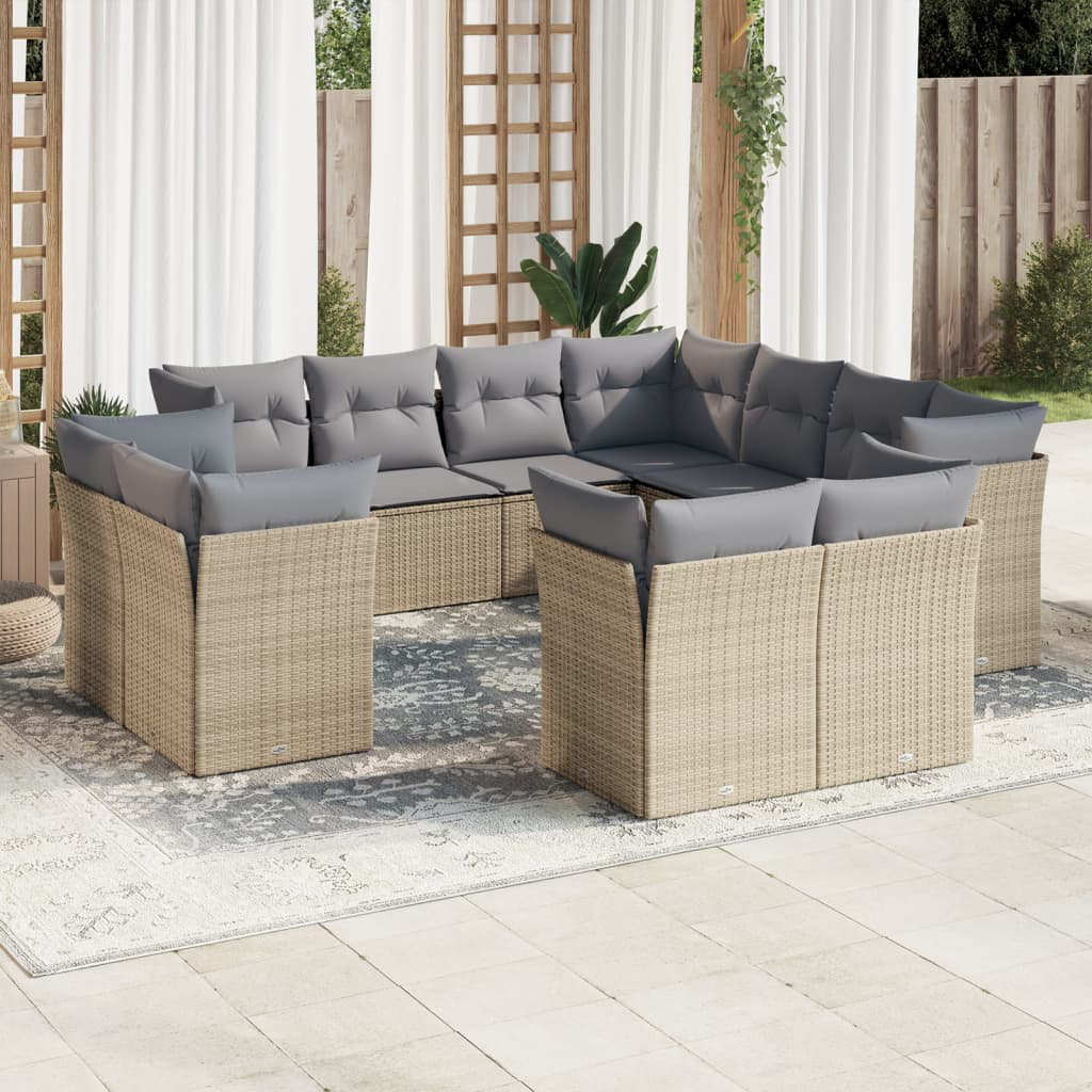 Vidaxl 11-Tlg. Garten-Sofagarnitur aus Polyrattan mit Kissen