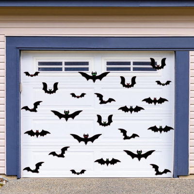 Magnetic Halloween Bat Decorations for Garage Doors, Realistic Bat Magnets with Individual Eyes, Spooky Outdoor Wall Decor for Garage, Car & Halloween Parties