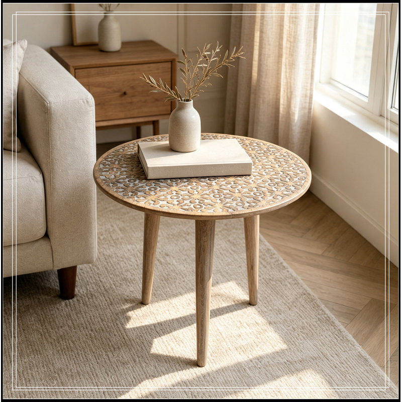 Table de bout ronde avec pieds robustes