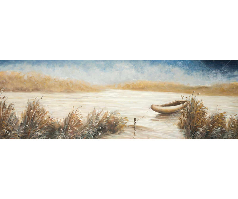 Abandonné en bateau - Décor contemporain sur toile beige encadré