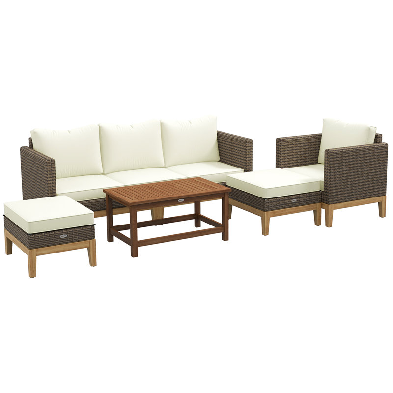 Sharmina Wicker 5 - Person Modular Patio Conversation Set with Cushions