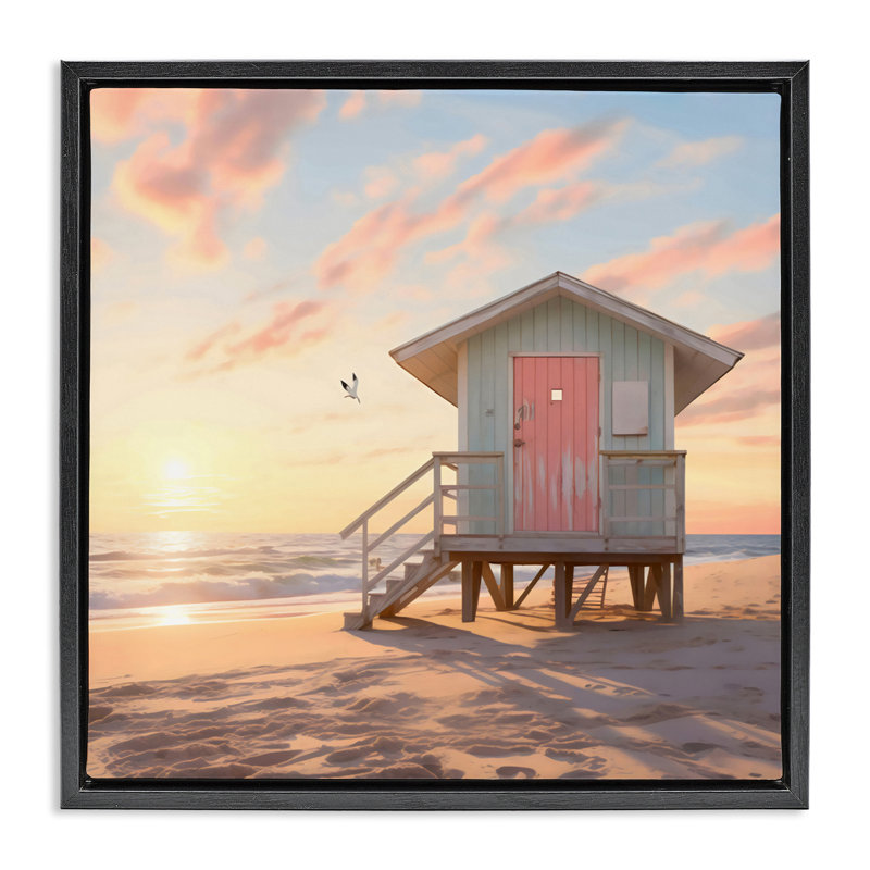 Cadre flottant de porte de plage rose, design par LSR Design Studio, Cadre flottant noir de jais, H 18 po x l 18 po