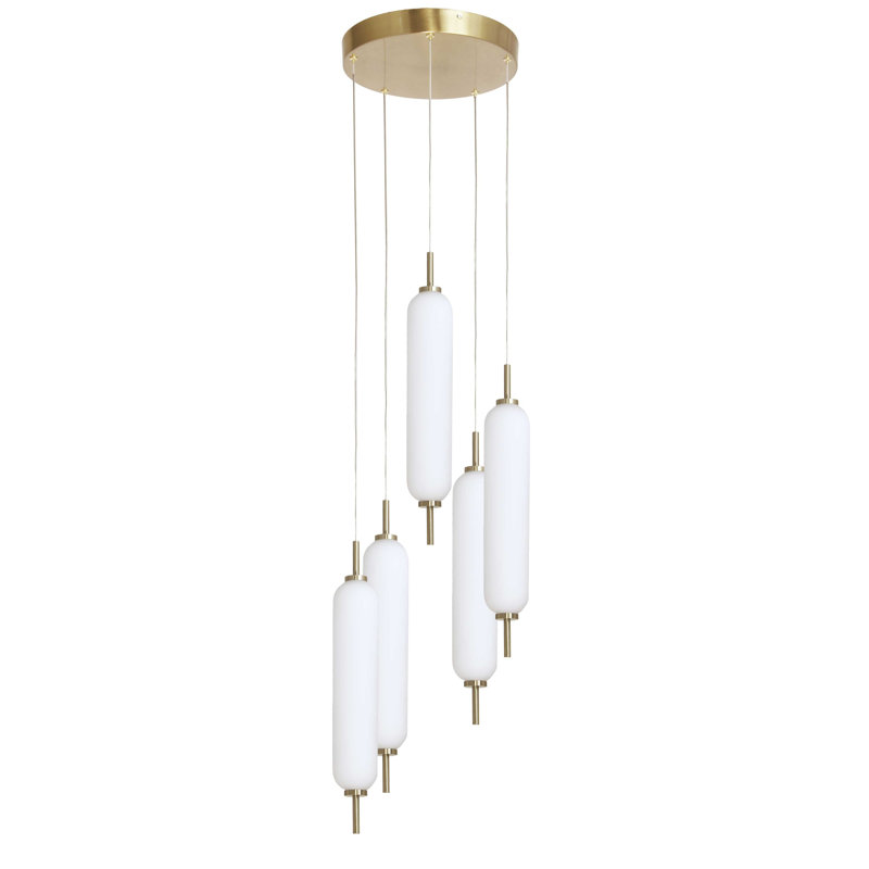 Typha LED Multi Pendant - 5 Light, Aged Brass