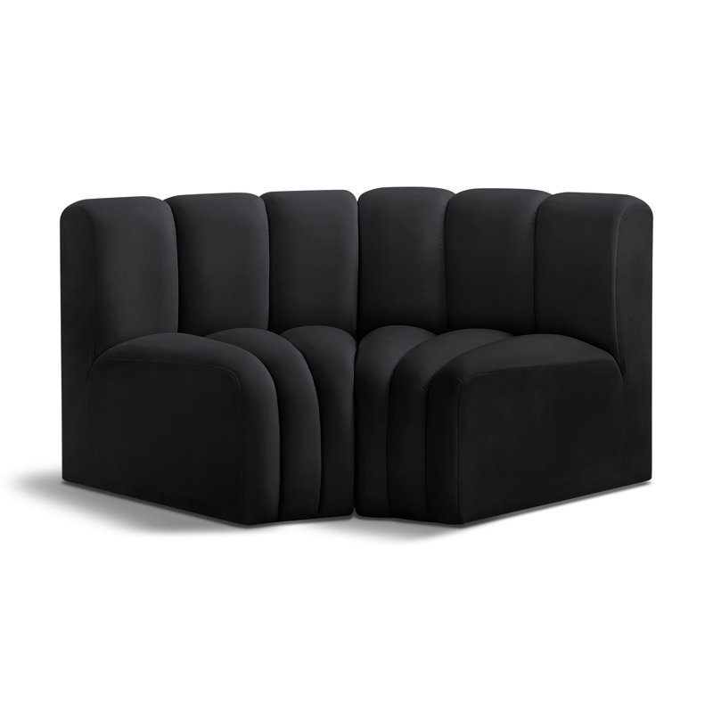 Ivanildo Upholstered Curved Sectional Reversible, Black Velvet