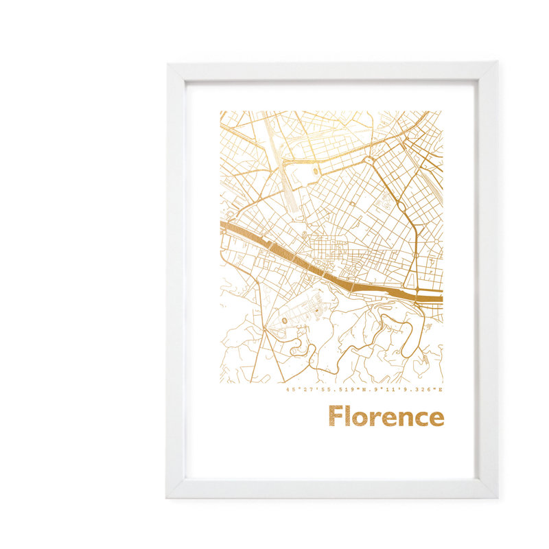 Florence Map - Single Picture Frame Print, 42.5cm H x 32.5cm W x 3.5cm D
