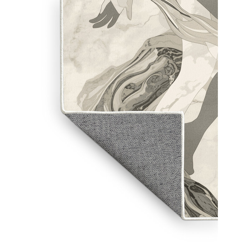 Tapis en marbre beige luxueux lavable à la machine Elmwood, 3 x 5