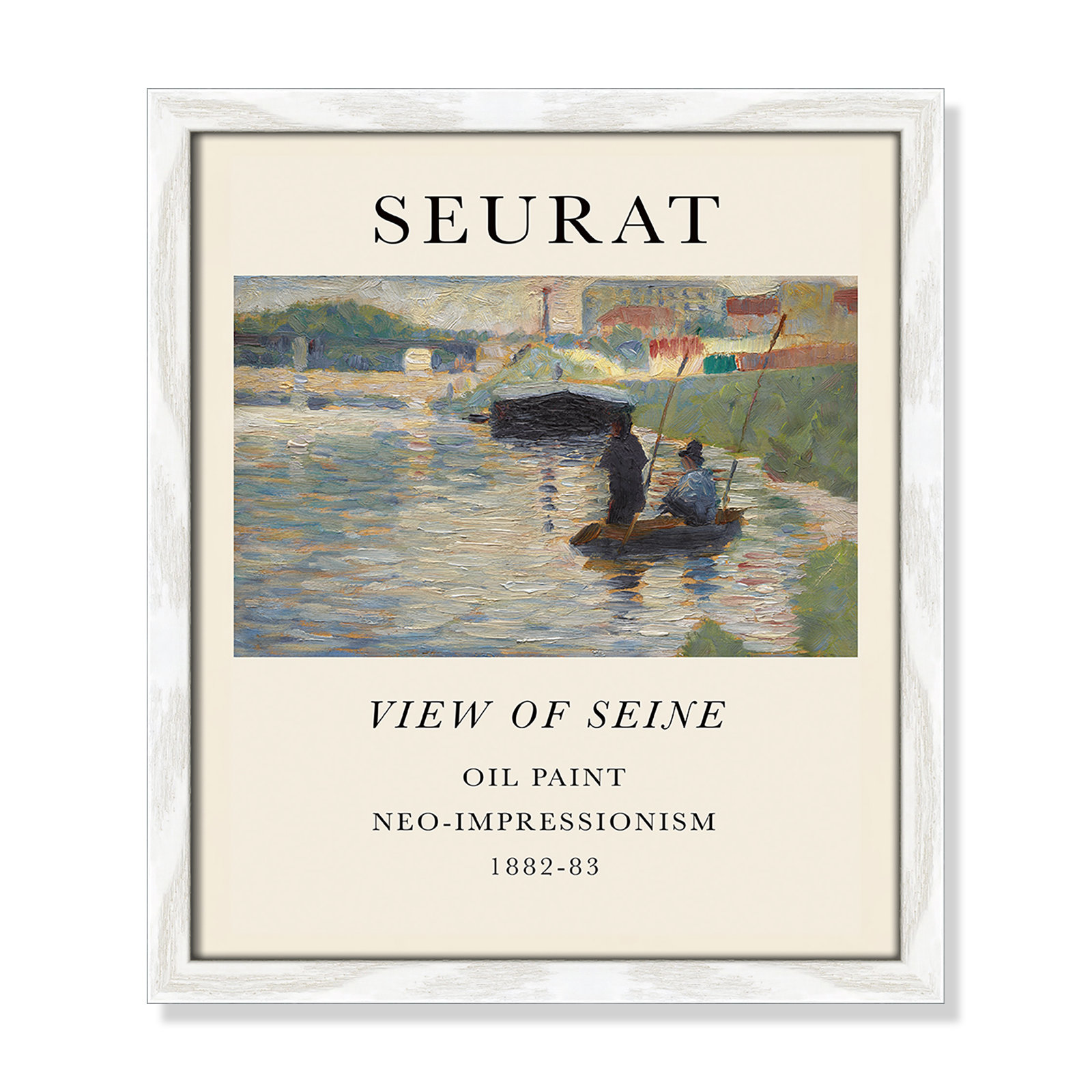Old Masters Collection "View of Seine" Print, White Single Picture Frame, No, 15" H x 13" W x 0.75" D