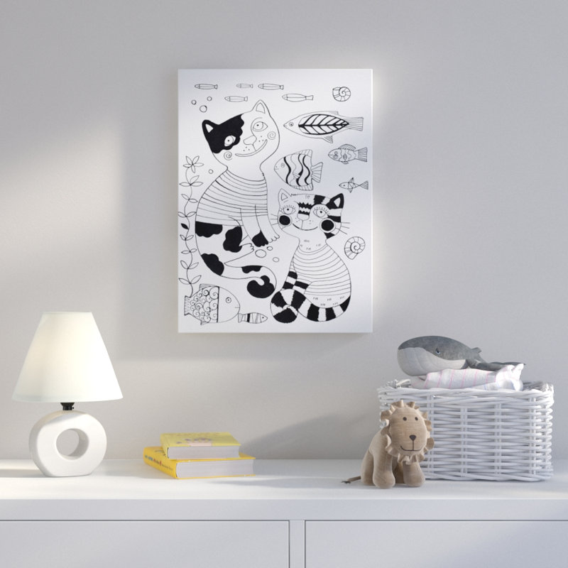 « sea chats », art sur toile, H 19 po x l 14 po