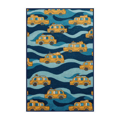 Machine Washable Transportation Gray Area Rug
