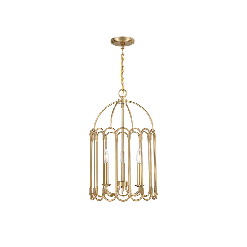 Argente Wrought Iron 3-Light Chandelier, Laiton