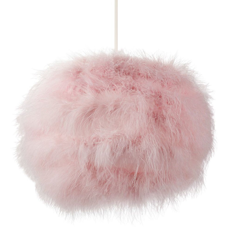 Modern and Distinctive Small Real Feather Decorated Pendant Light Shade, Pink