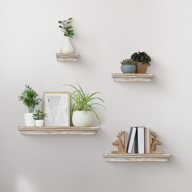 Hardee 4 Piece Floating Shelf, Whitewashed
