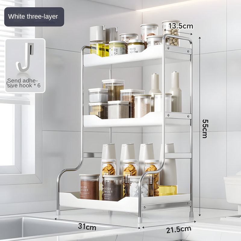 Support à épices multifonctionnel pour la cuisine - Rangement en bambou à plusieurs niveaux pour épices, huiles et condiments