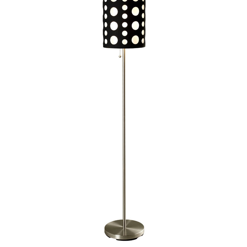 Lampe sur pied multi-couches en métal avec abat-jour en tissu au design rétro moderne pratique pour un espace de vie confortable