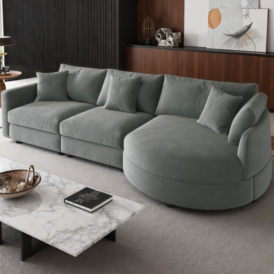Cloud-Like Chenille Curved Chaise Sectional Sofa - Plush Comfort for Small Spaces & Modern Living
