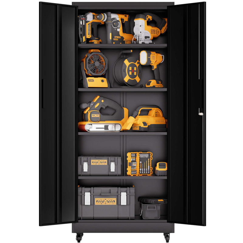 Armoire de rangement en métal 71 po avec roulettes et serrure