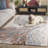 Ebony 776 Hand Tufted Wool/Cotton Abstract Rug in Ivory/Blue-1449878759