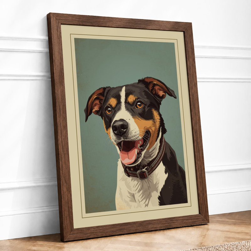 Alert Companion Modern - Framed Print, A4 - 29.7 x 21.0 cm, Walnut