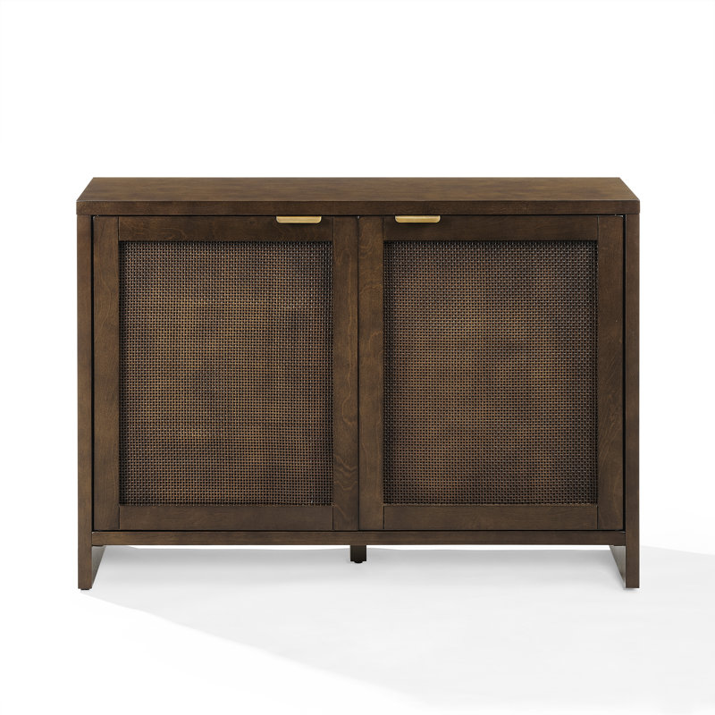 Kenji Handwoven Poly-Rattan 40'' Brown Media Console with Vinyl Storage