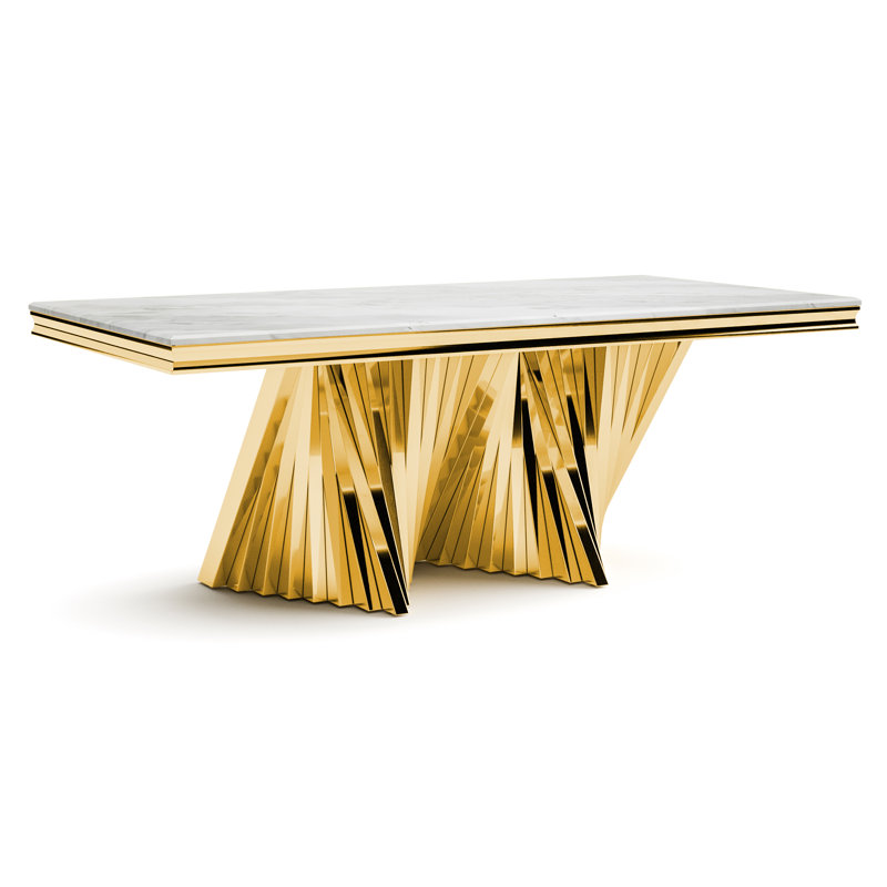 Winchendon Stone Top Dining Table, Gold