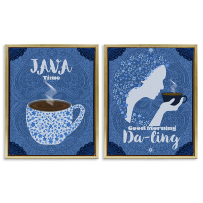 Java Time Good Morning Coffees 2pc Floating Frame Set, design by Lori Mosley