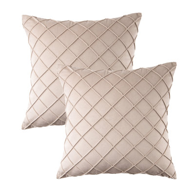 Square 18" Velvet Throw Pillow, Diamond Textured Decorative Pillows