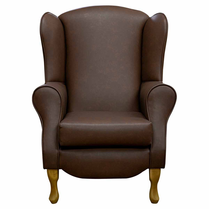 Brown Faux Leather Fireside Chair