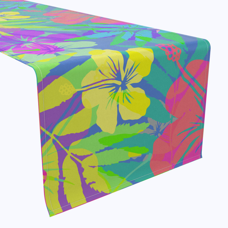 Floral 202 Cotton Table Runners, 108" x 16"