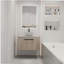 Lavabo de salle de bain suspendu moderne de 30 pouces avec ensemble de bols en céramique, bol mural en chêne blanc avec porte à fermeture douce, 2 paquets