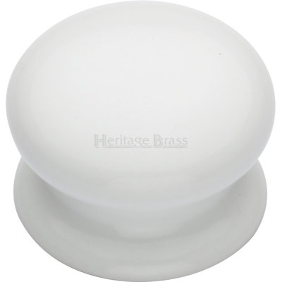Cabinet Knob Plain White with Porcelain base