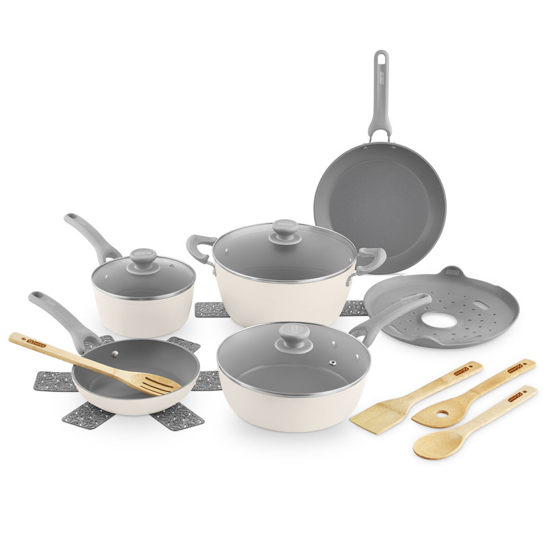 Batterie de cuisine en aluminium recyclé Dash Dream Green 15pc, Crème