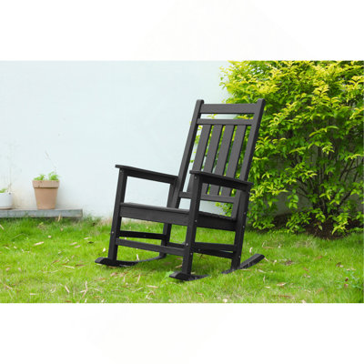 Chaise berçante surdimensionnée à texture de bois, chaise berçante d'extérieur pour adultes, chaise berçante résistante aux intempéries pour jardin