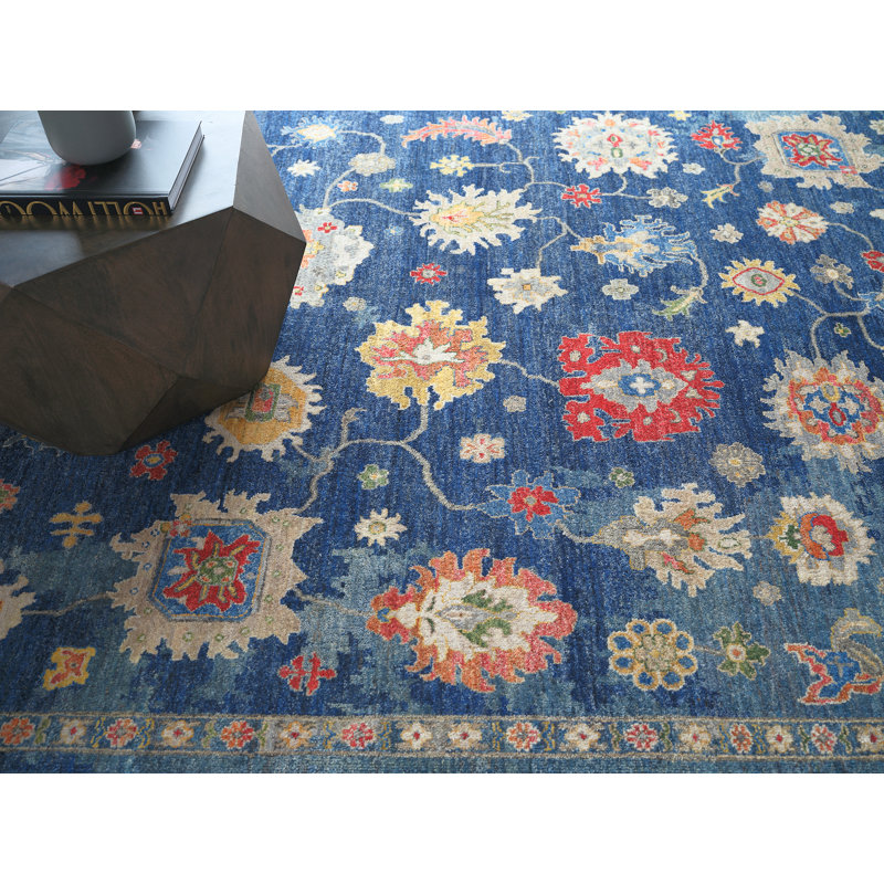 Oxford hand-knotted Ghazni Wool Blue Area Rug, 10'X14'