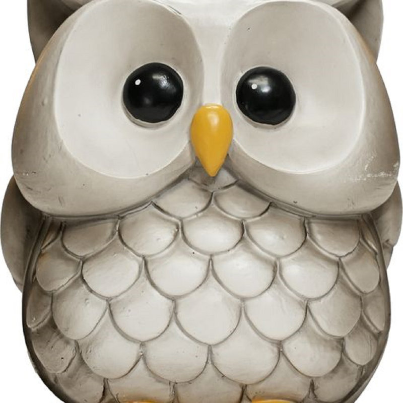Gray and Yellow Resin Owl Garden Statue