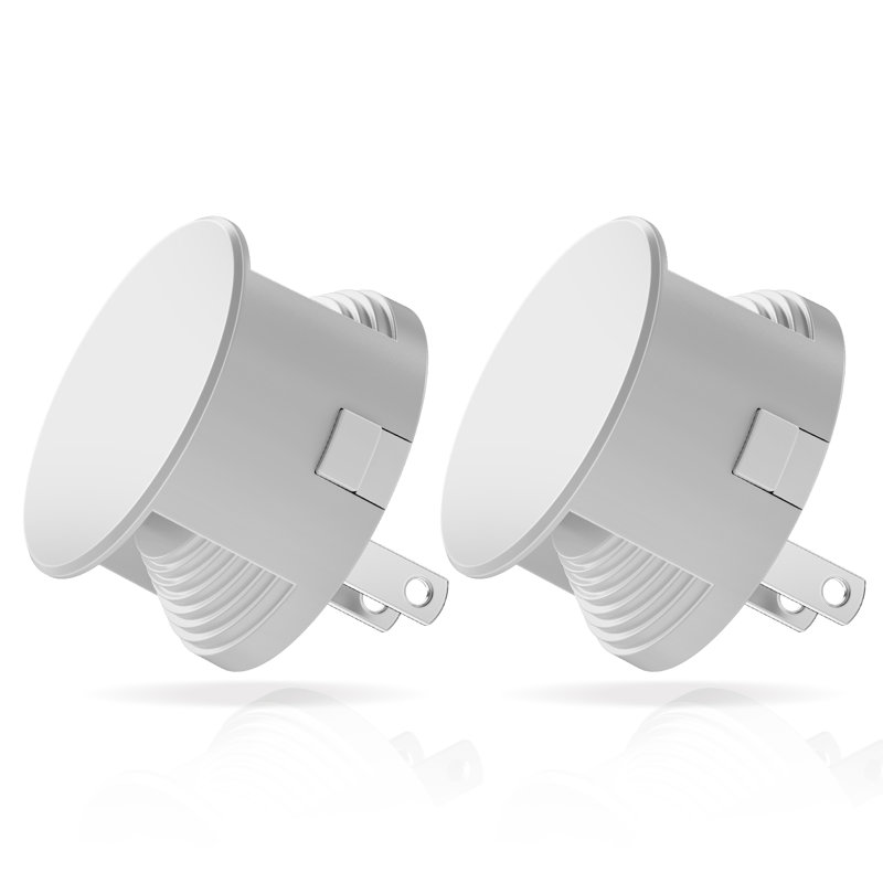Plug In Night Lights, 3000K, Round, 3-Level Dimmer, White, Light Sensor