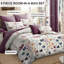Ensemble de literie et de rideaux à motif floral aquarelle 9 pièces pour très grand lit californien - Couvre-lit en microfibre matelassée + voilages-126222304