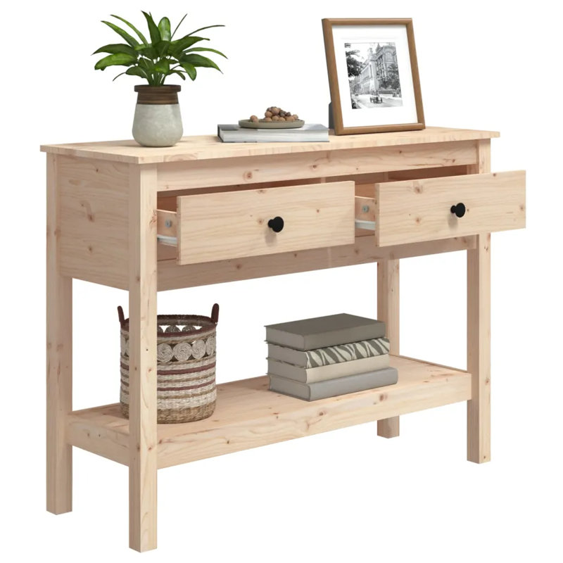 Kitrick Solid Wood Console Table, 75 H x 100 W x 35 D cm, Brown