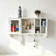 Étagère murale en bois massif blanc antique avec porte vitrée
