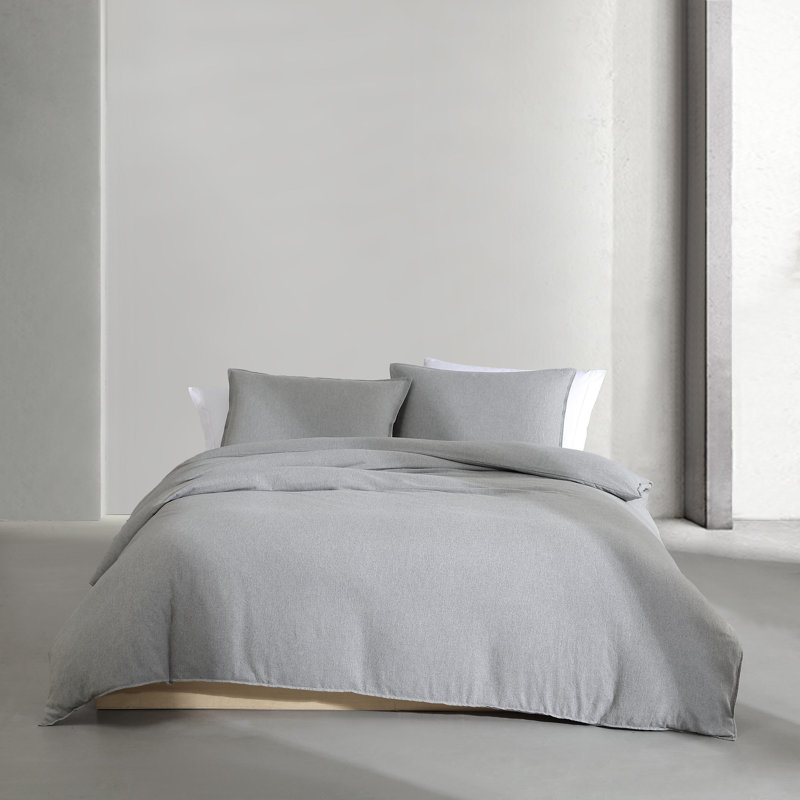 Melange 100% Cotton Standard Duvet Cover Set, King Duvet Cover + 2 King Pillowcases, Silver Gray